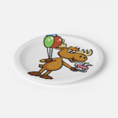 風船とケーキを持つムース |背景色 ペーパープレート (アングル)