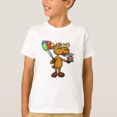 風船とケーキを持つムース |背景色 Tシャツ (正面)