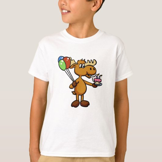 風船とケーキを持つムース |背景色 Tシャツ (正面)