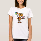 風船とケーキを持つムース |背景色 Tシャツ (正面)