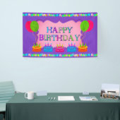 風船とケーキ誕生日 横断幕 (トレードショー)