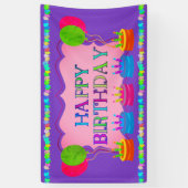 風船とケーキ誕生日 横断幕 (縦)