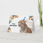 風船とパーティー帽子のハッピーバースデー カード (正面)