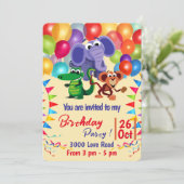 風船とリボンを持つ野生動物 招待状 (スタンド正面)