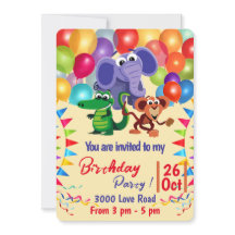 風船とリボンを持つ野生動物