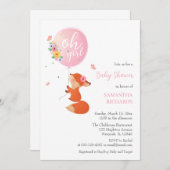 風船と一緒に空を飛ぶかわいい子狐 招待状 (正面/裏面)