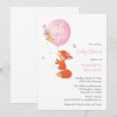 風船と一緒に飛ぶかわいい子狐 招待状 (正面/裏面)