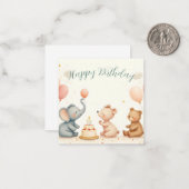 風船と動物の誕生日 ノートカード (正面/裏面インサイチュ)