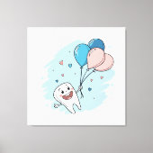 風船と喜ばしい漫画の歯 – 歯科衛生 キャンバスプリント (正面)