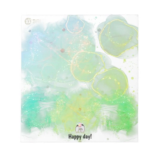 風船と幸せなペンギンのカラフル科 ノートパッド (正面)