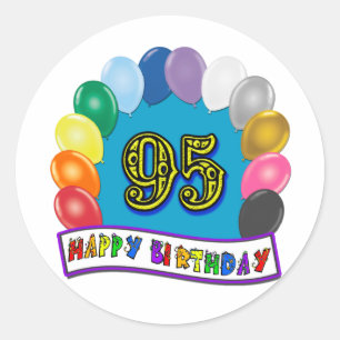 風船と幸せな95誕生日 ラウンドシール