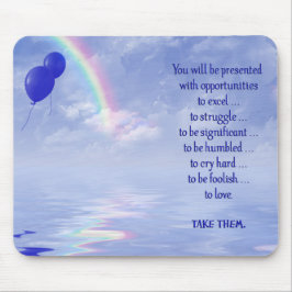 風船と引用文付き虹 マウスパッド