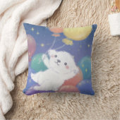 風船と星を持つかわいい子犬 クッション (ブランケット)