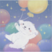 風船と星を持つかわいい子犬 シール (正面)