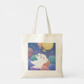 風船と星を持つかわいい子犬 トートバッグ (裏面)
