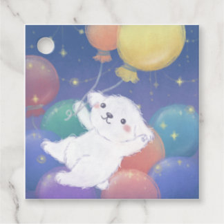 風船と星を持つかわいい子犬 フェイバータグ