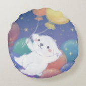 風船と星を持つかわいい子犬 ラウンドクッション (裏面)
