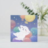 風船と星を持つかわいい子犬 招待状 (スタンド正面)
