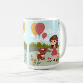 風船と犬と可愛い女の子  コーヒーマグカップ (正面右)