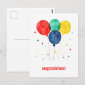 風船と紙吹雪でおめでとう ポストカード (正面/裏面)