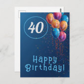 風船と紙吹雪の誕生日デザイン ポストカード (正面/裏面)