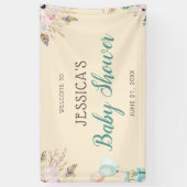 風船と羽毛ボホベイビーシャワー 横断幕 (縦)