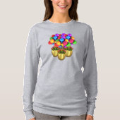 風船と花レディース長袖Tシャツ Tシャツ (正面)