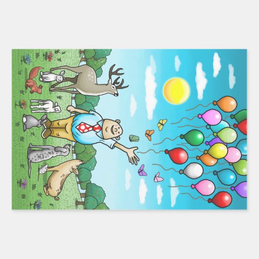 風船と誕生日、完璧なペア！ ラッピングペーパーシート (正面)