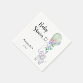 風船と象の赤ちゃんシャワー スタンダードカクテルナプキン (角)