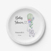 風船と象の赤ちゃんシャワー ペーパープレート (正面)