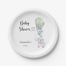 風船と象の赤ちゃんシャワー ペーパープレート