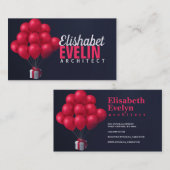 風船と贈り物の背景 名刺 (正面/裏面)