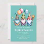 風船と魔法の杖を持った幸せな小人 招待状 (正面)