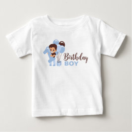風船と1歳の誕生日男の子シャツ ベビーTシャツ
