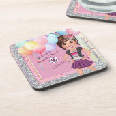 風船とCustomSweet 16風車招待状 コースター (左側)