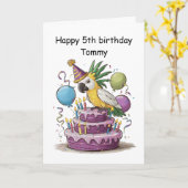 風船に乗ったお誕生日ケーキ カード (黄色い花)