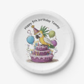 風船に乗ったお誕生日ケーキ ペーパープレート (正面)
