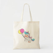 風船に乗ったかわいいユニコーン トートバッグ (正面)