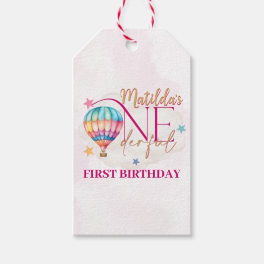 風船に乗ったクマちゃん ラックス マット ギフトタグ (正面)