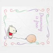 風船に乗る自由な夢|過去記事 フリースブランケット (正面(横))