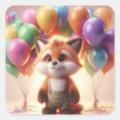 風船に囲まれた可愛いカラフル。 スクエアシール (正面)