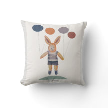 風船に持ち上げられたウサギの男の子 子供部屋