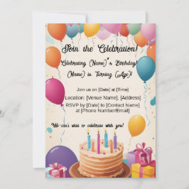風船に満ちた誕生日喜び! 招待状