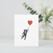 風船に結ばれた猫のイラスト - 背景色を選んで ポストカード (スタンド正面)