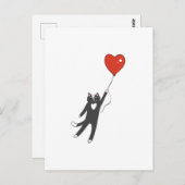 風船に結ばれた猫のイラスト - 背景色を選んで ポストカード (正面/裏面)