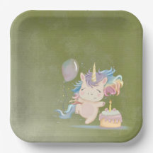 風船に虹の一角，紙プレート