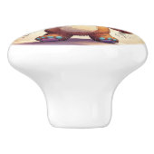 風船に魅せられたかわいい青い目のテディベア セラミックノブ (側面)