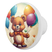 風船に魅せられたかわいい青い目のテディベア セラミックノブ (右)