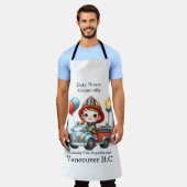 風船のあるカラフルトラックの消防士 エプロン (着用した状態)