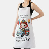 風船のあるカラフルトラックの消防士 エプロン (インサイチュ)